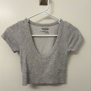 Garage Light Gray Ribbed Crop Top